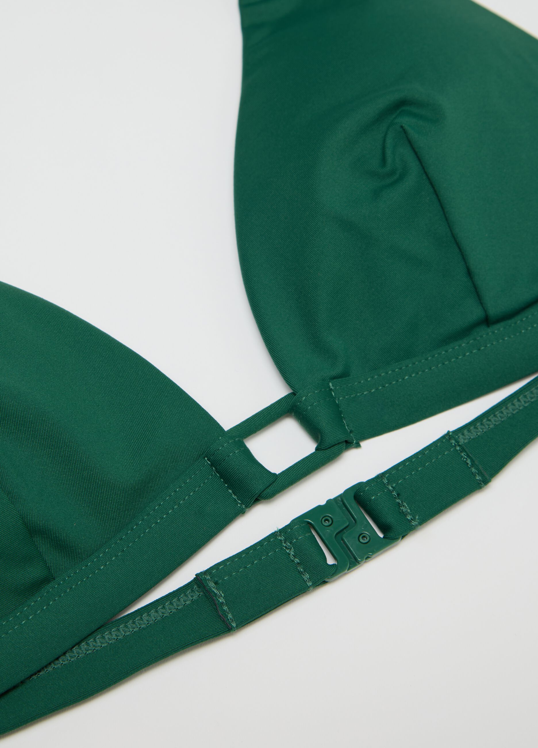 Women’s bikini top in green stretch fabric