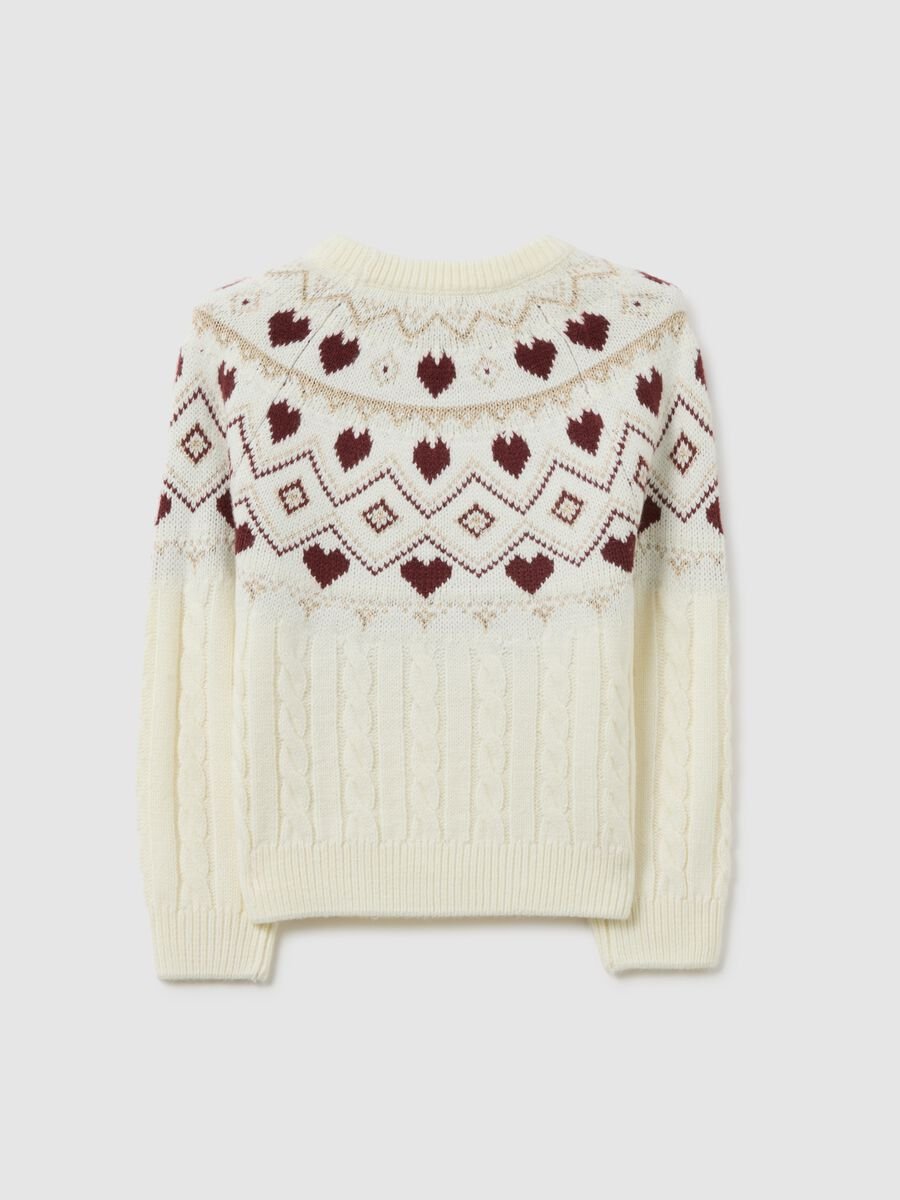 Maglione bianco da bambina regular fit con motivo geometrico_5