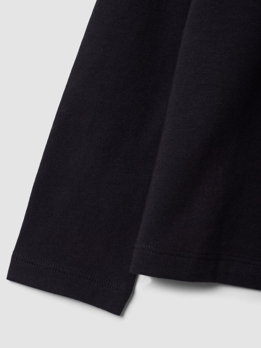 Black crew-neck T-shirt in pure organic cotton for girls_3