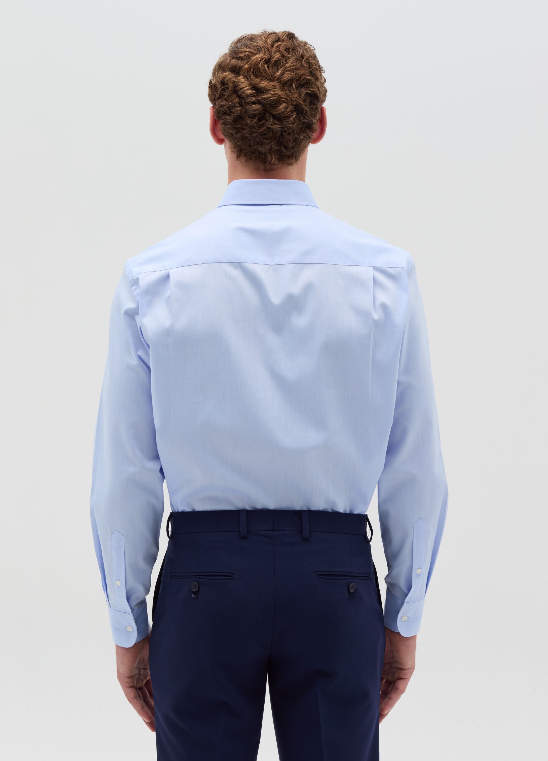 Camicia uomo manica lunga in cotone azzurro