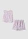 Pink stretch-fabric set with top and shorts for girls_1