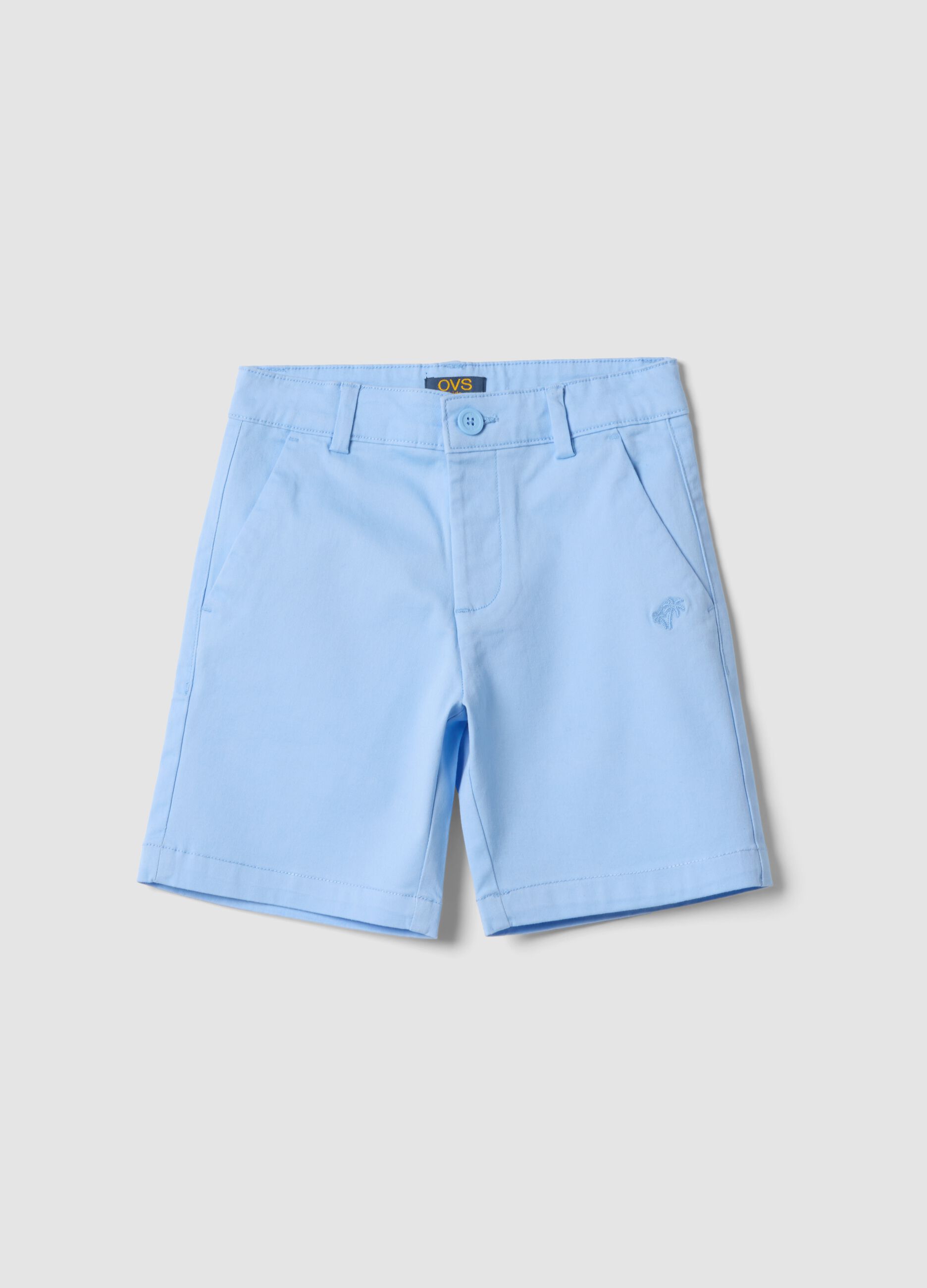 Boys&rsquo; light blue stretch cotton chino bermuda shorts, regular fit
