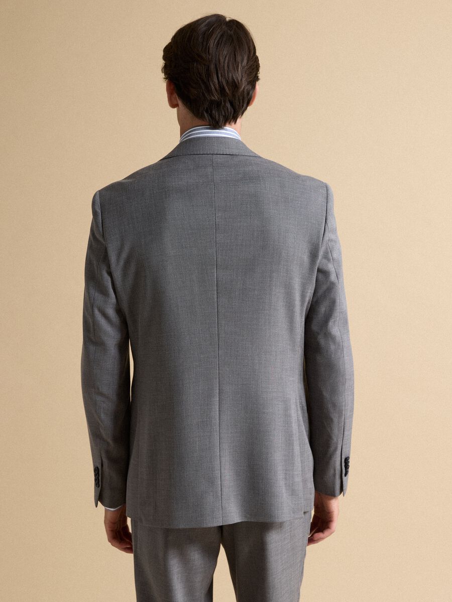 Grey stretch viscose slim-fit blazer with classic lapels_3