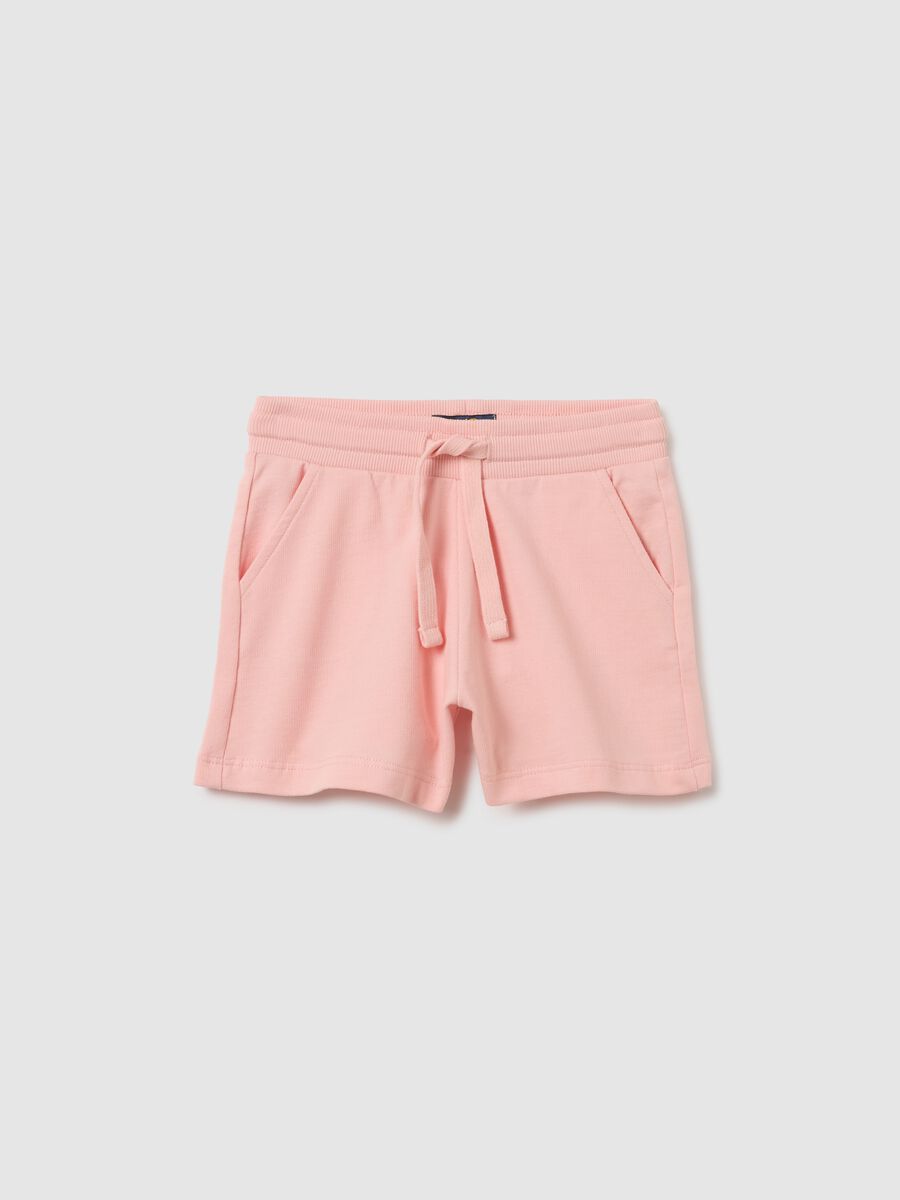 Girls' pink pure cotton shorts with regular fit_0