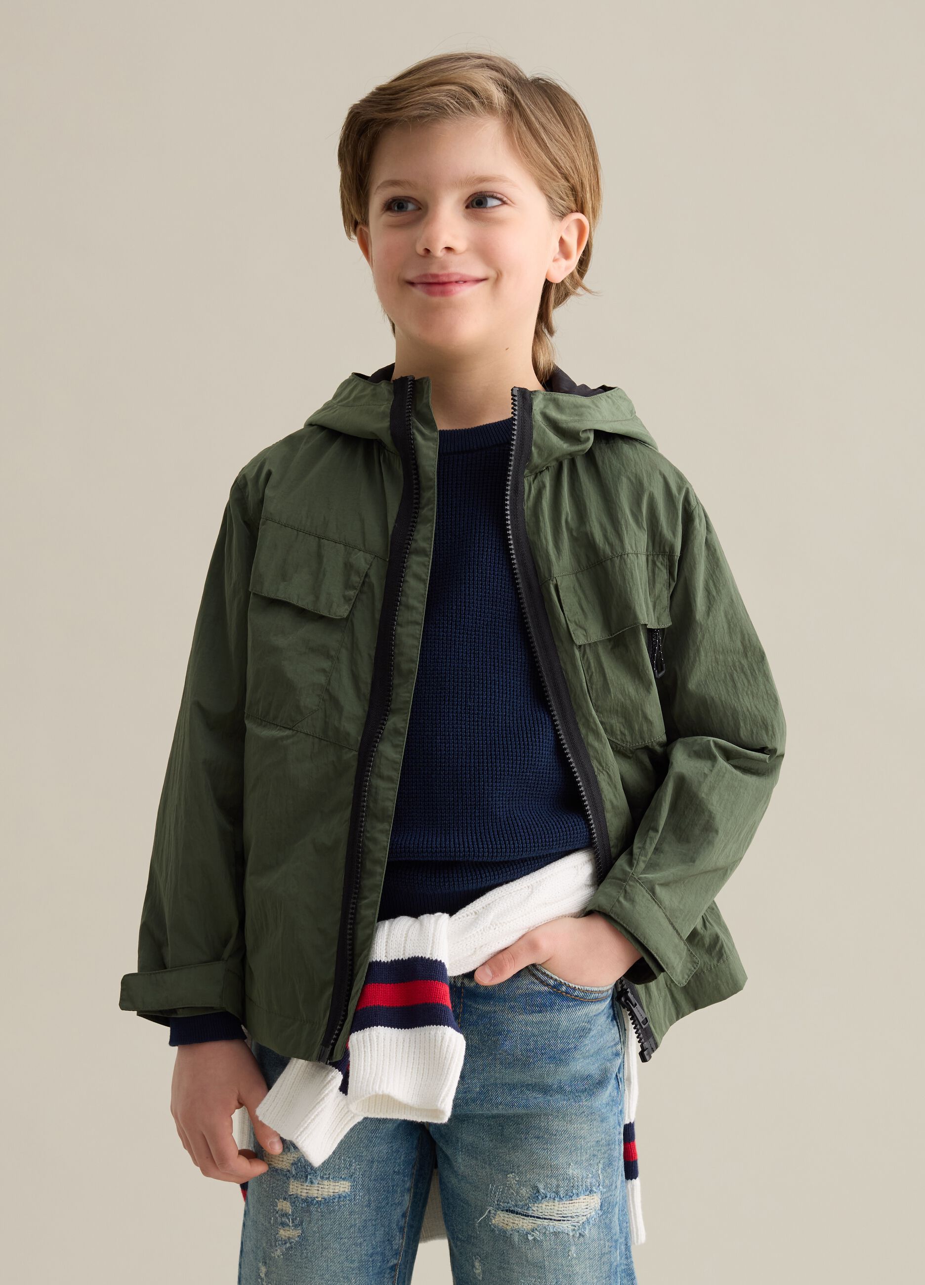 Waterproof jacket with hood