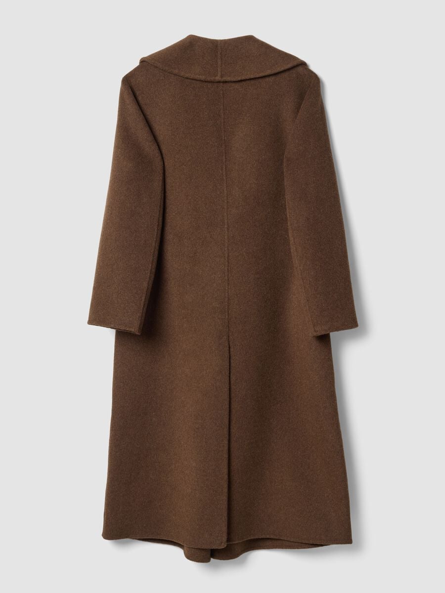 Cappotto lungo marrone in misto lana, cashmere e viscosa regular fit_1