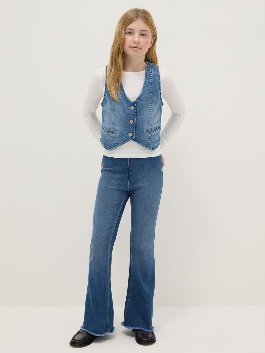 Jeggings in cotone elasticizzato blu da ragazza vestibilit&agrave; flare_0