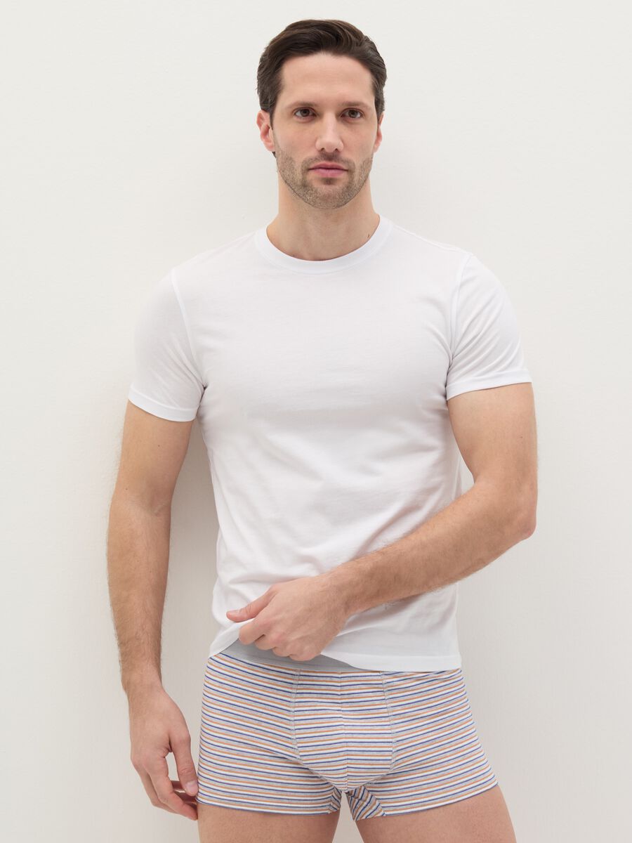 Midi boxer shorts in stretch cotton with pattern._0
