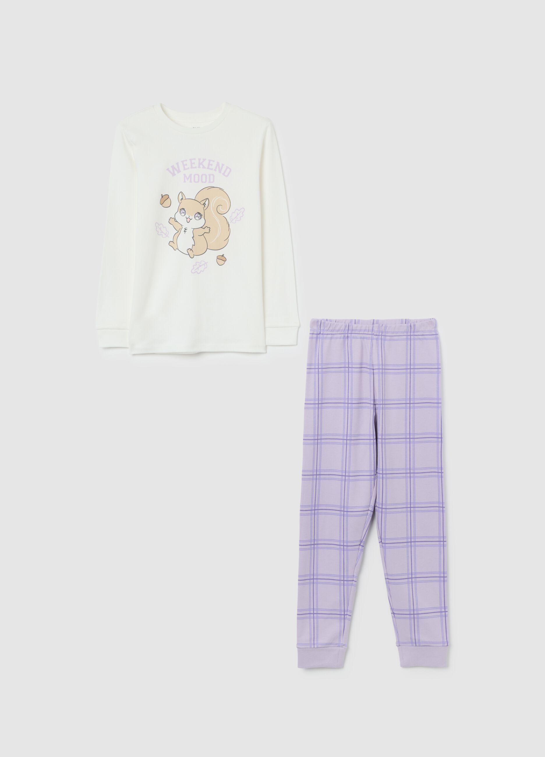 Multicoloured pure cotton girls' pyjamas with print