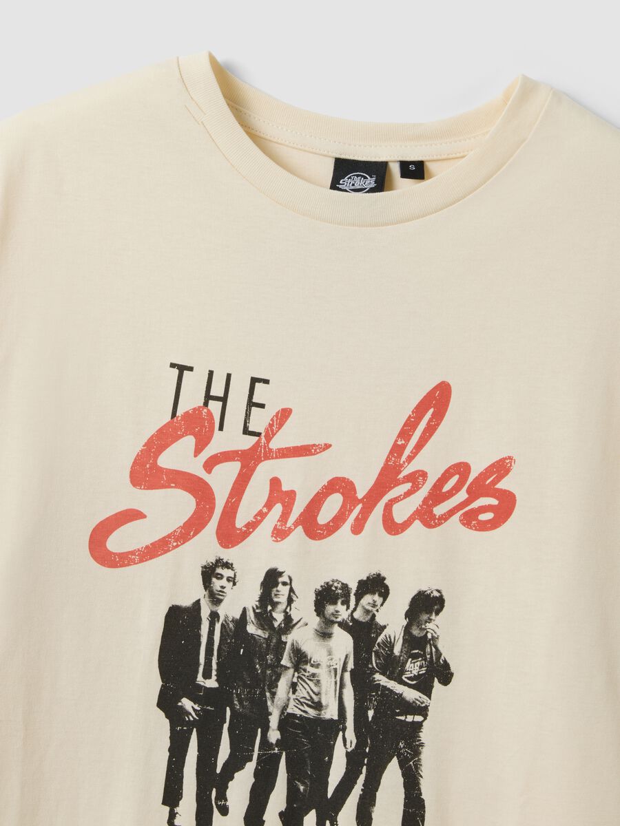 T-shirt beige in puro cotone con stampa oversize fit_5