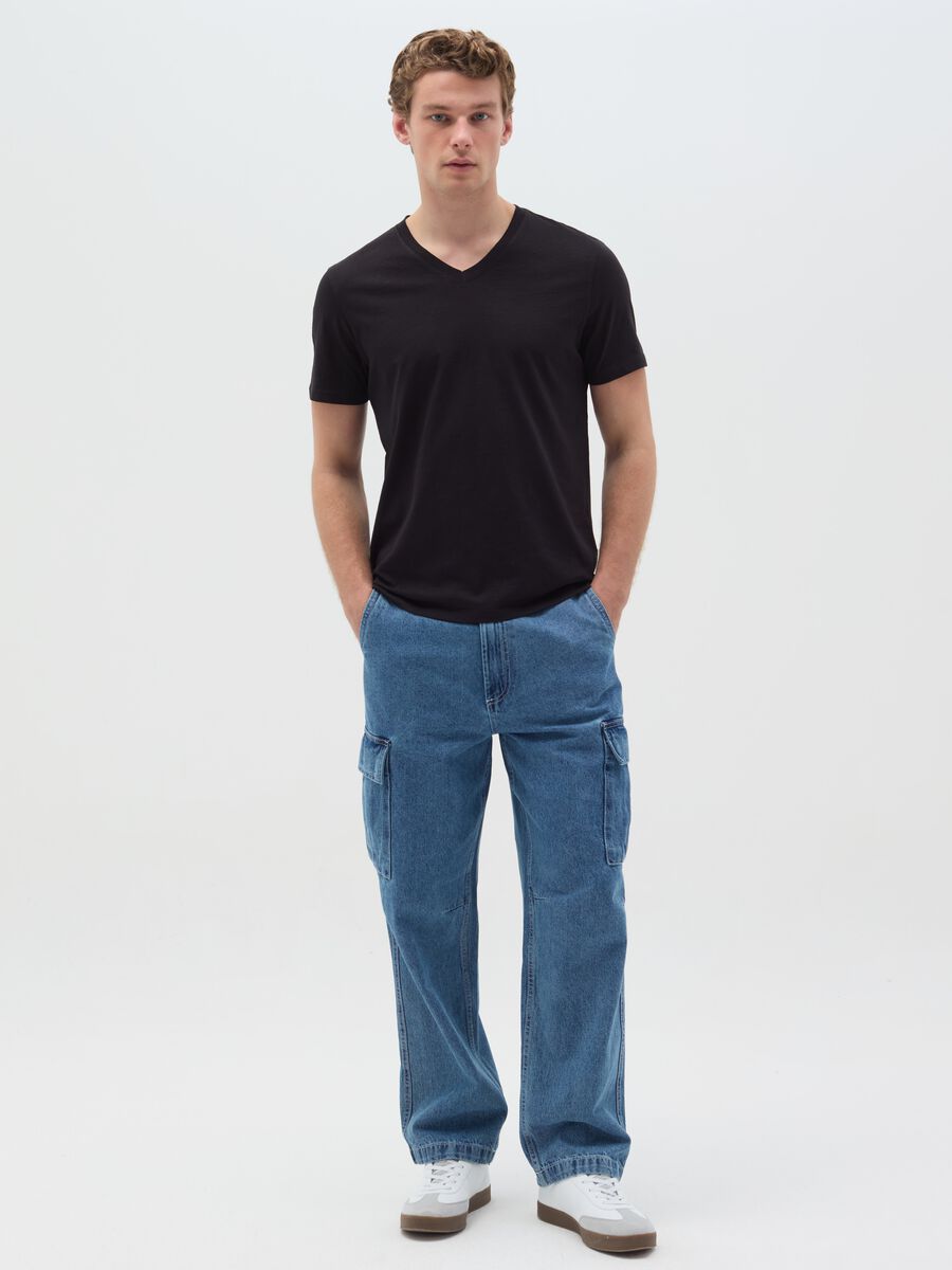 Acid wash cargo jeans_0