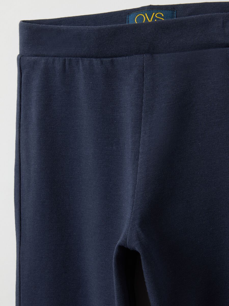 Blue stretchy cotton regular fit leggings for girls_2