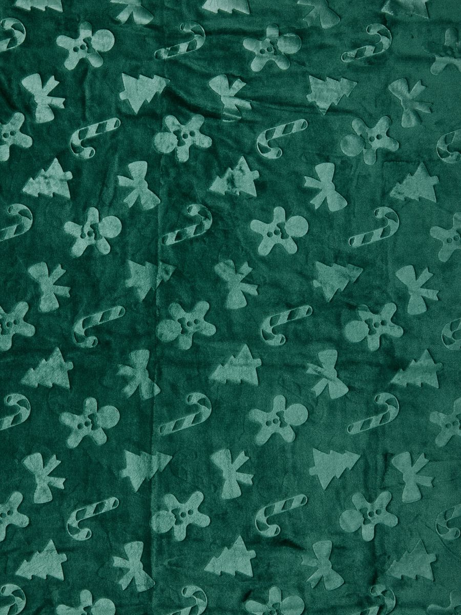 Green blanket with Christmas patterns_2
