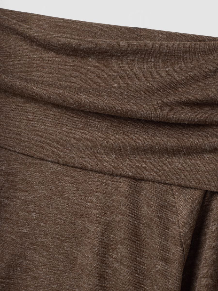 Beige viscose-blend top with shawl collar, regular fit_1