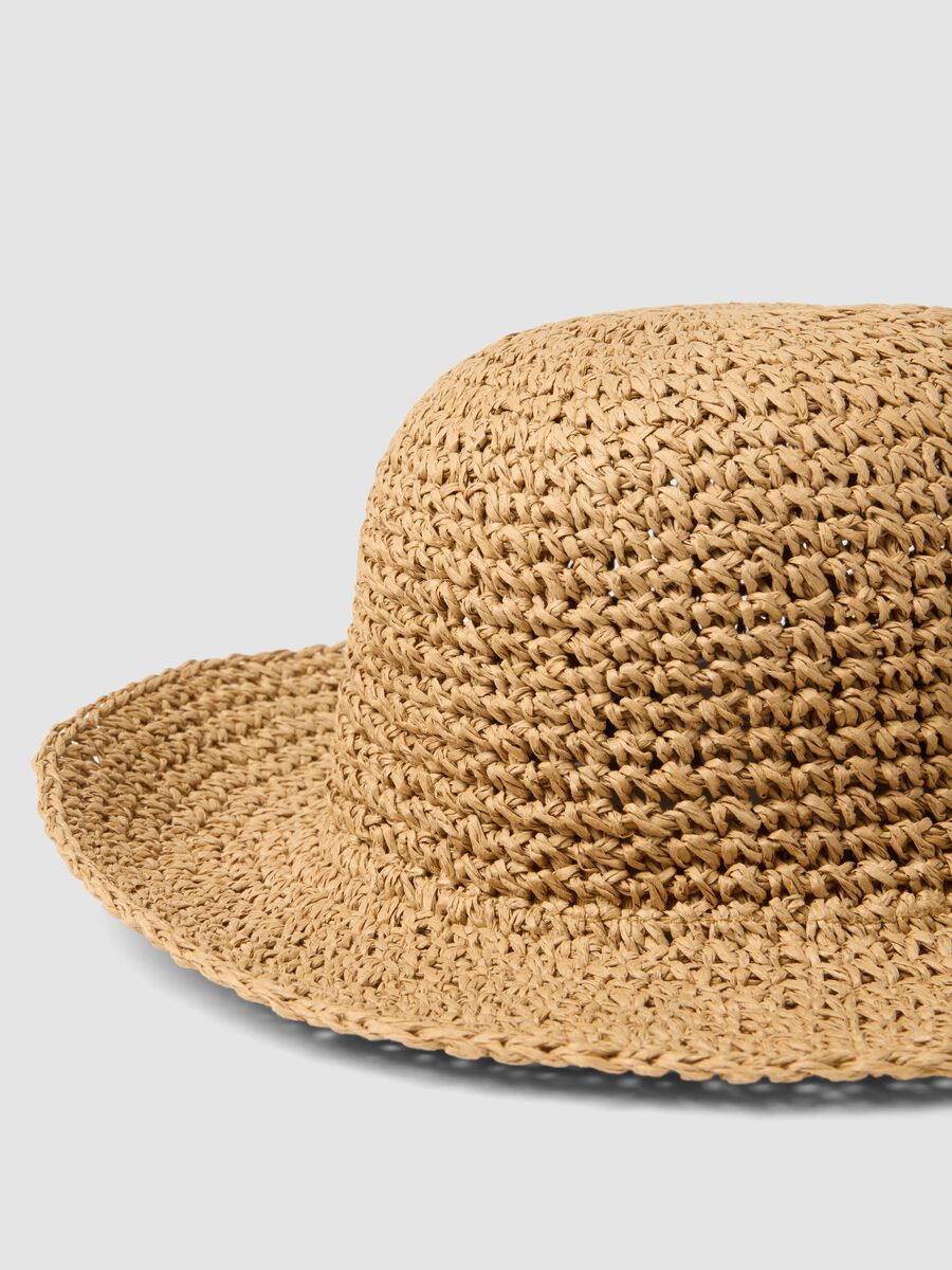 Cappello a cloche in puro tessuto carta beige_2