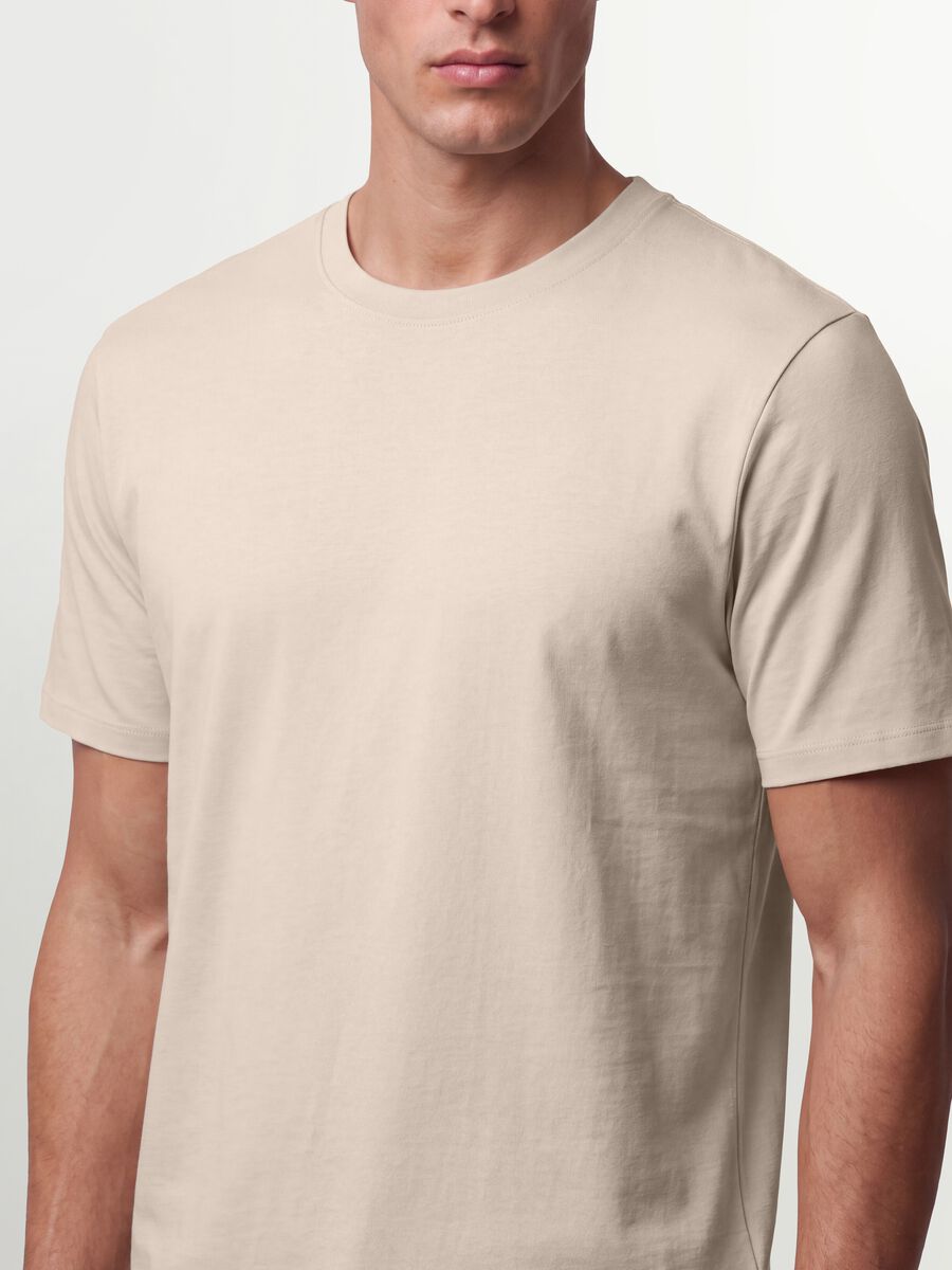 T-shirt beige in puro cotone organico jersey regular fit_3