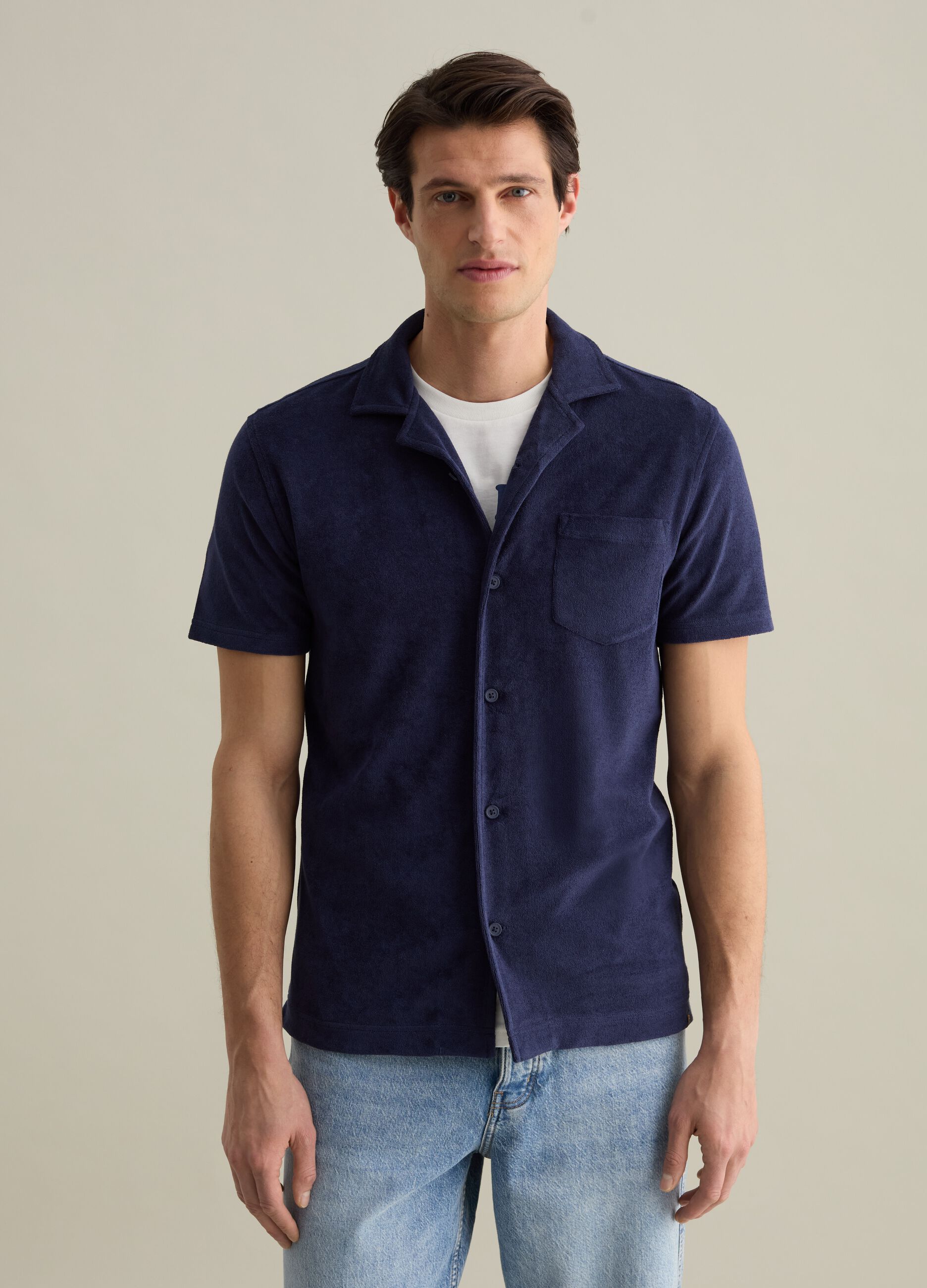 Polo shirt in chenille with pocket