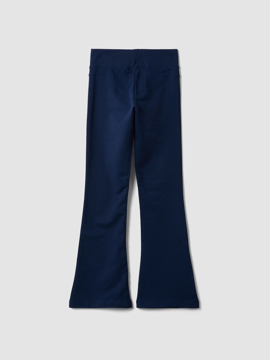 Girls&rsquo; blue flared trousers in stretch organic cotton_1