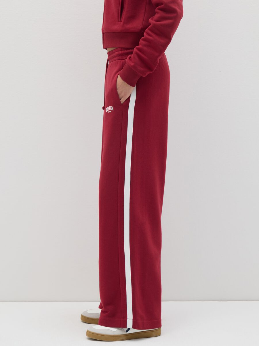 Red Wide-Leg Cotton Blend Trousers_2