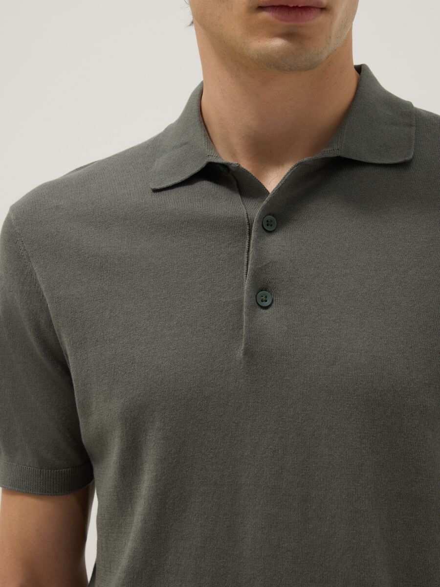 Grey pure cotton polo shirt regular fit_4