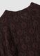 Brown perforated stretch-fabric T-shirt with raised collar_1