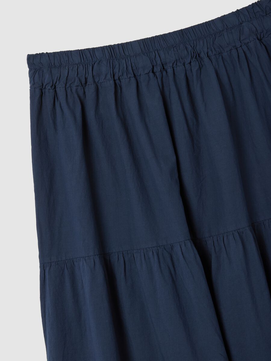 Blue Pure Cotton Tiered Long Skirt_5