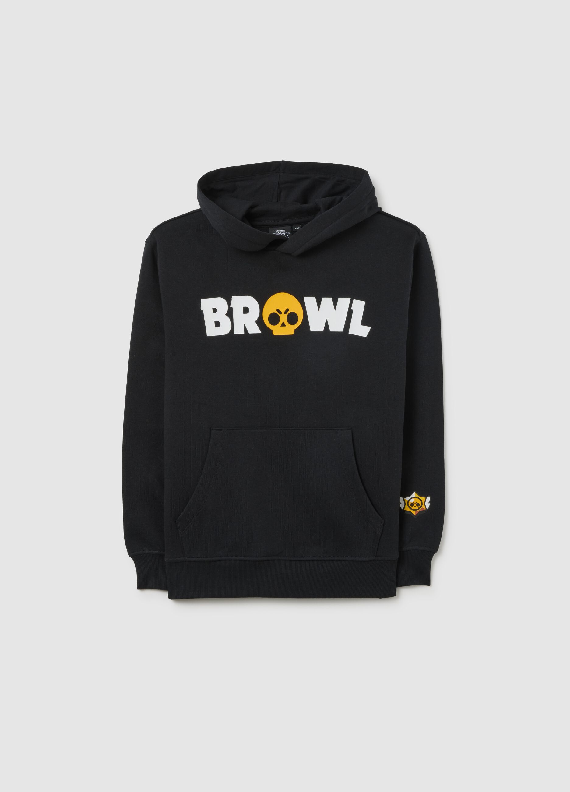 Black hooded sweatshirt for kids in pure cotton oversized fit