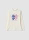T-shirt bianca in cotone elasticizzato con stampa Lilo & Stitch_0