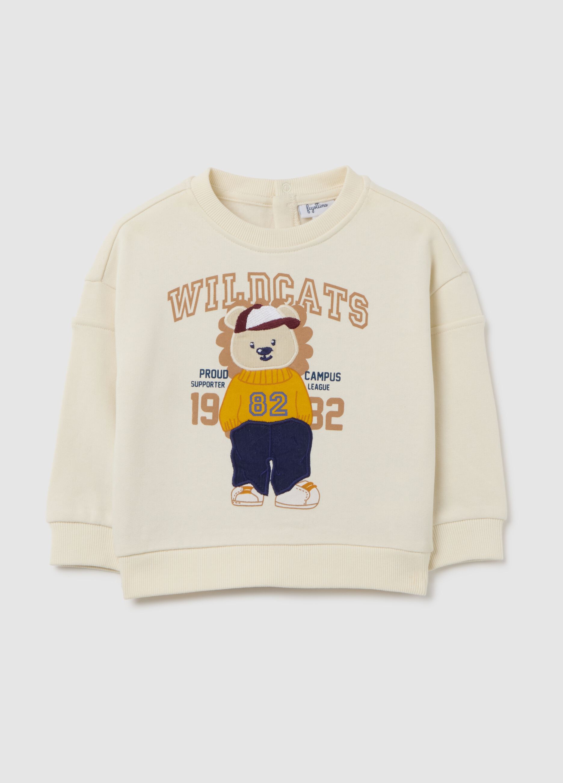 Children's sweatshirt in pure beige cotton regular fit
