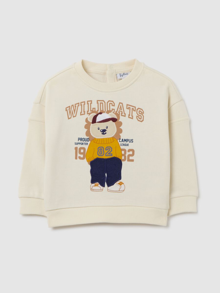 Children's sweatshirt in pure beige cotton regular fit_0