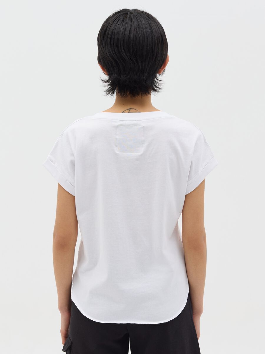 White cotton T-shirt with glitter print_3
