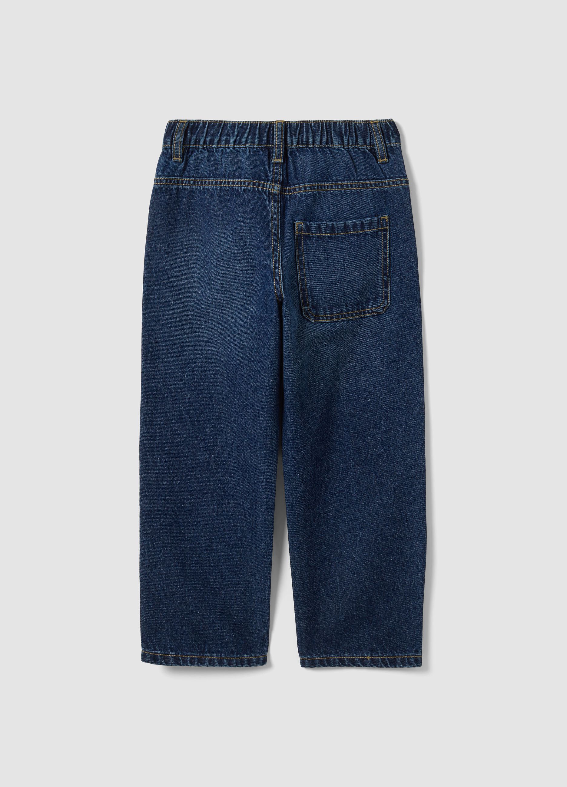 Dark blue pure cotton wide-leg jeans for boys