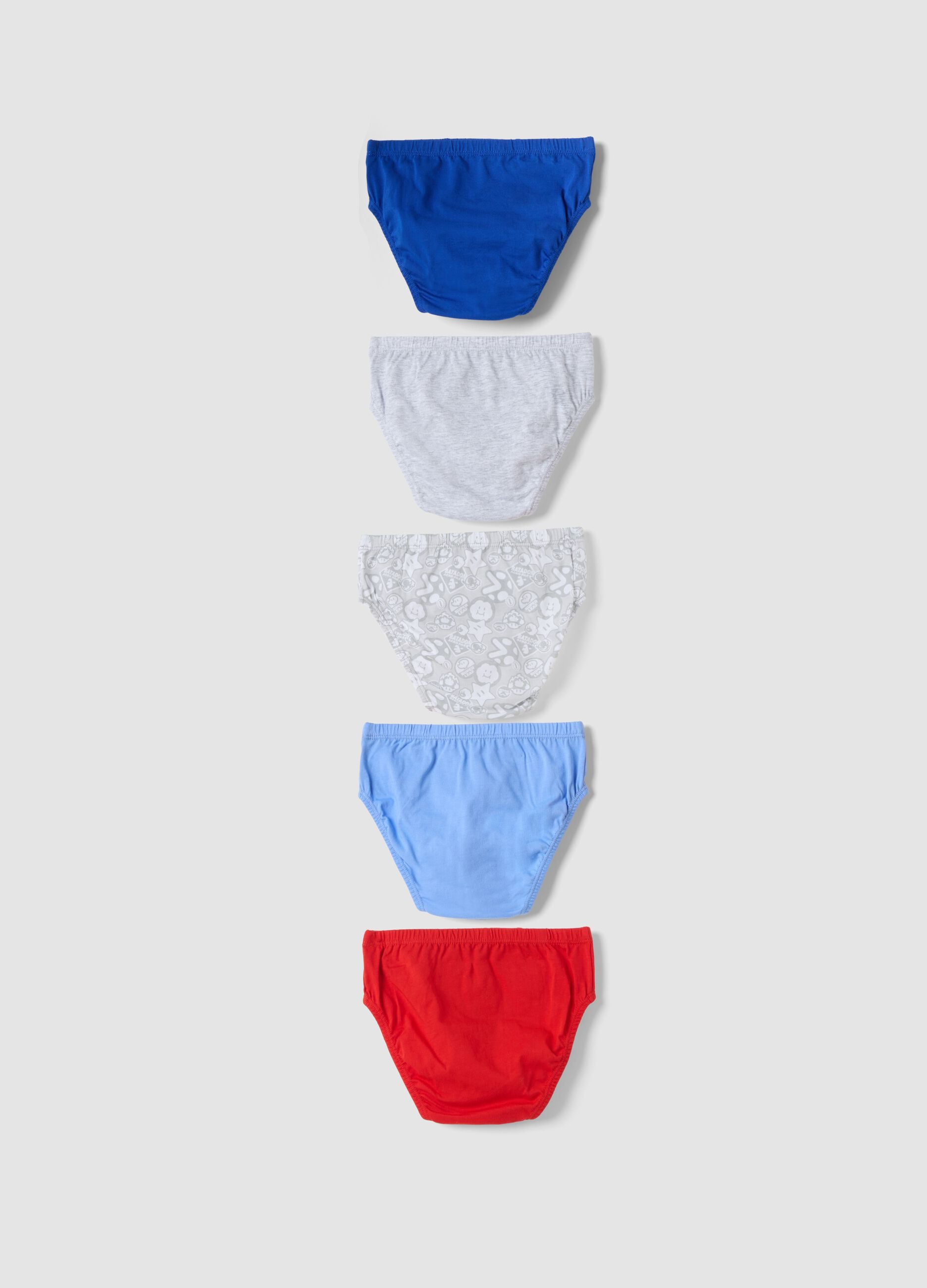 Five-pack of multicolour pure organic cotton Mario Kart briefs