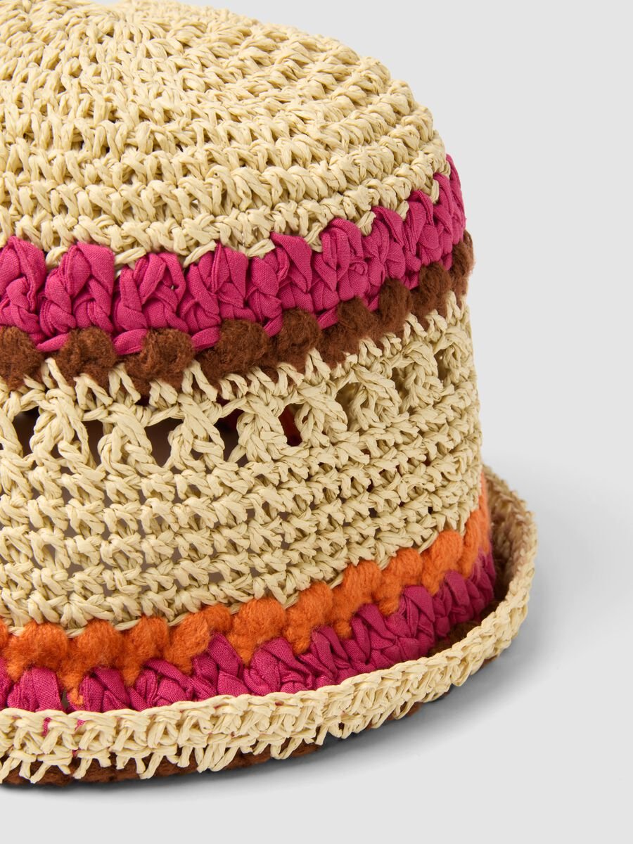 Multicolour paper and cotton blend bucket hat_3