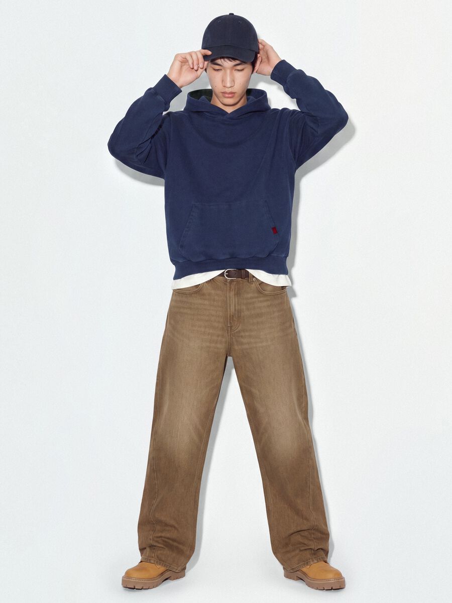 Brown pure cotton barrel-fit jeans_0