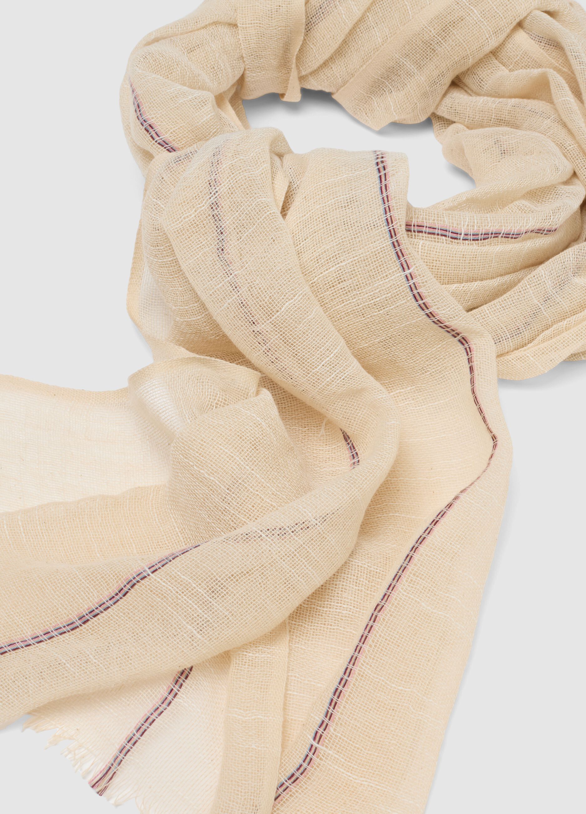 Beige pure cotton mesh scarf