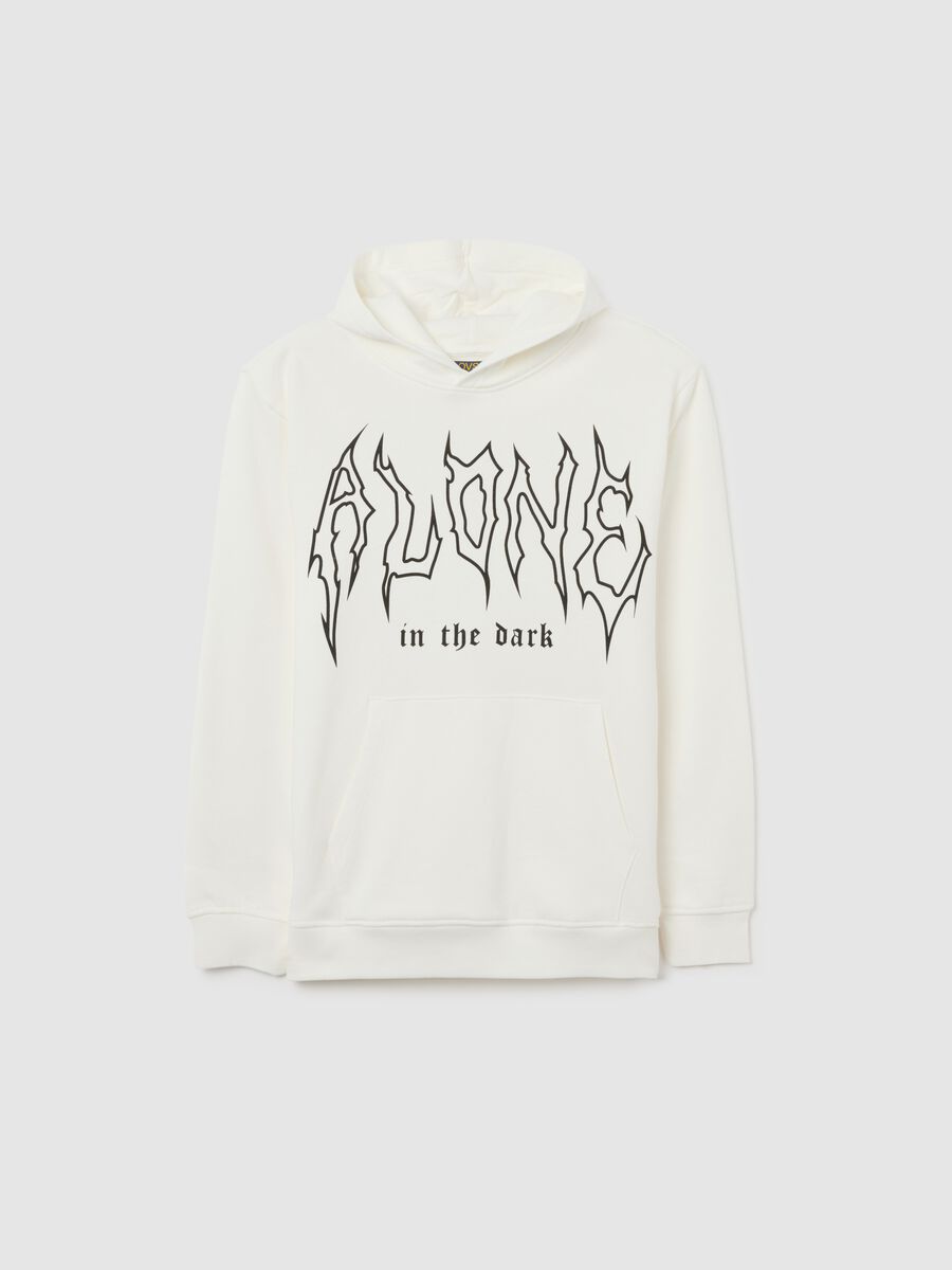 Felpa bianca da ragazzo in puro cotone regular fit con scritta_3