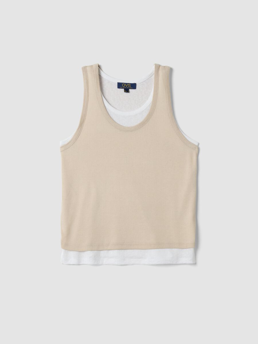Tank top beige in misto viscosa regular fit_4