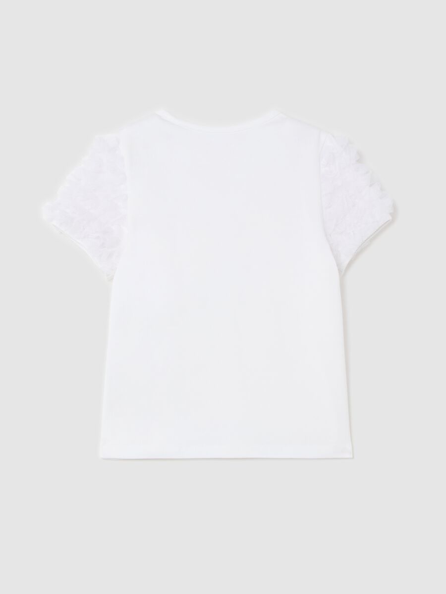 T-shirt with round neck and tulle appliqués_1