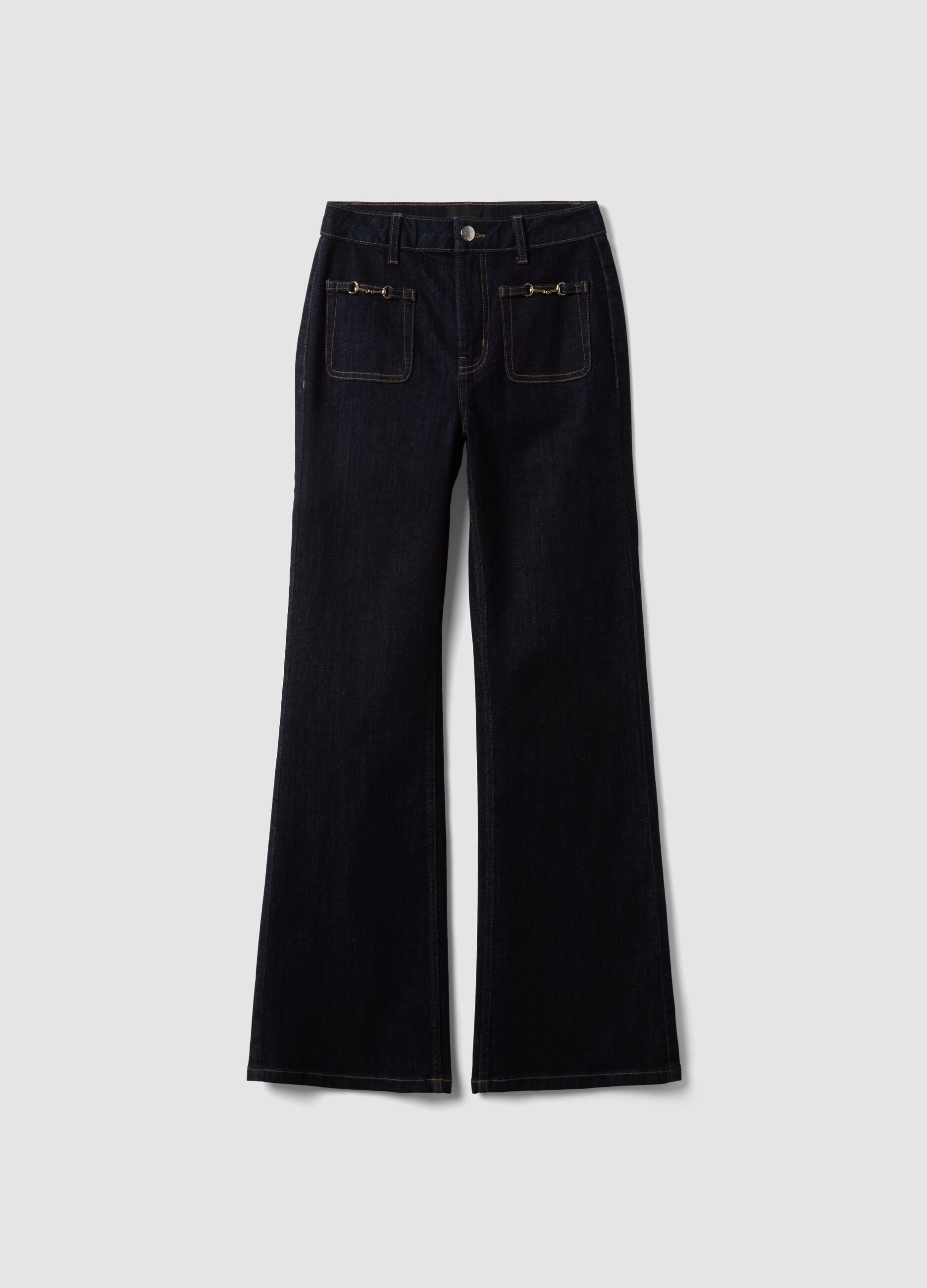 Blue stretch cotton flared jeans
