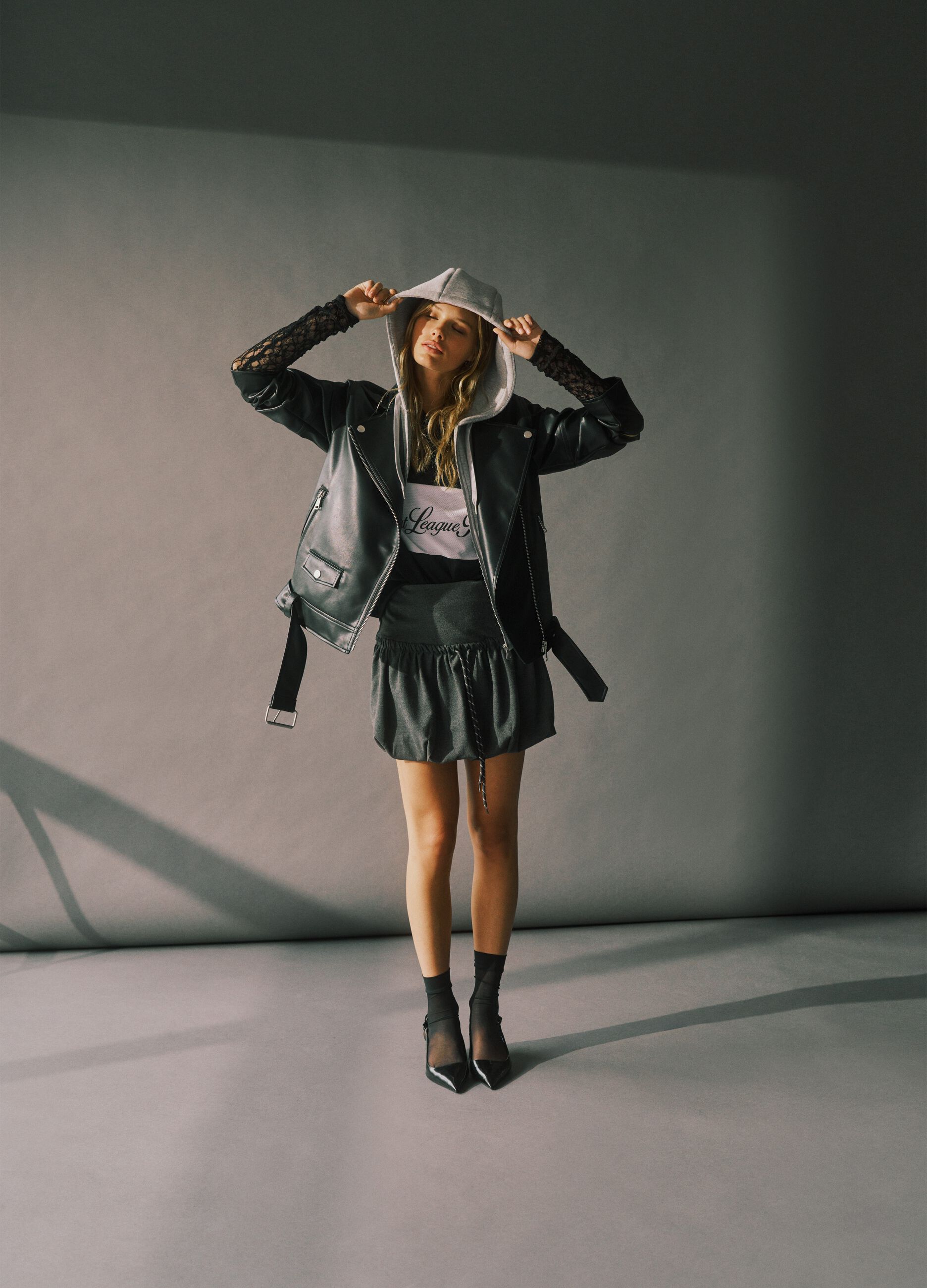 Black biker jacket with zip