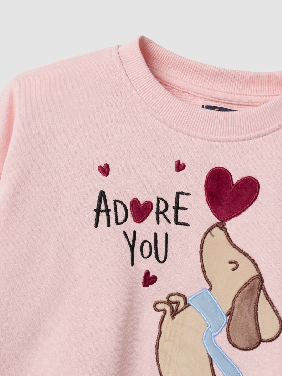 Pink and red pure cotton set with puppy print for girls_2