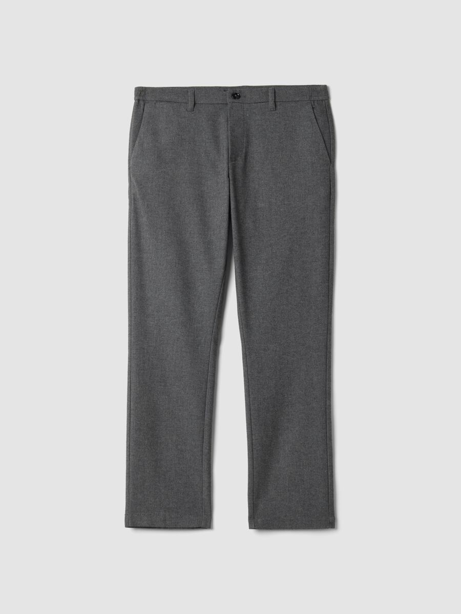Grey marl stretch viscose-blend chino trousers, regular fit_0