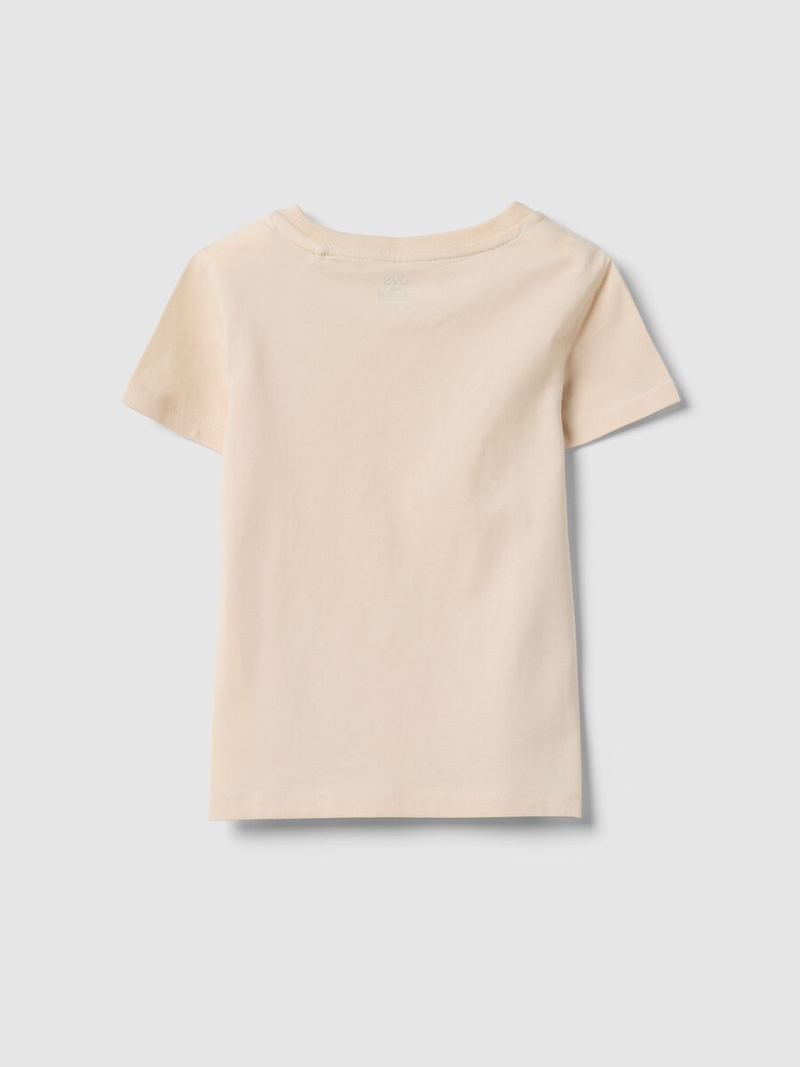 T-shirt in puro cotone beige regular fit con stampa per bambina_1