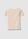 Beige regular fit pure cotton T-shirt with print for girls_1