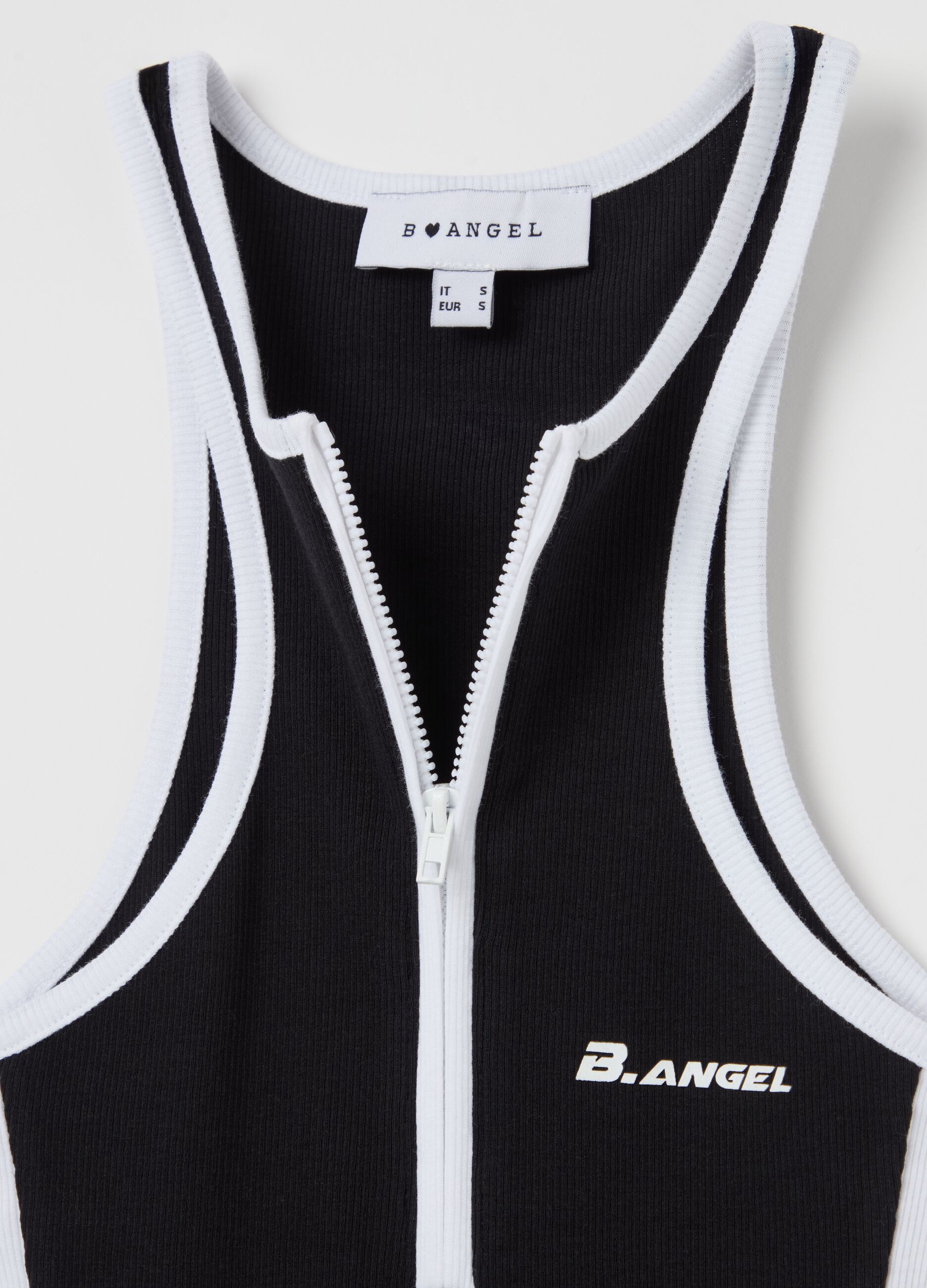 B.ANGEL X THE SEA BEYOND cropped tank top with zip