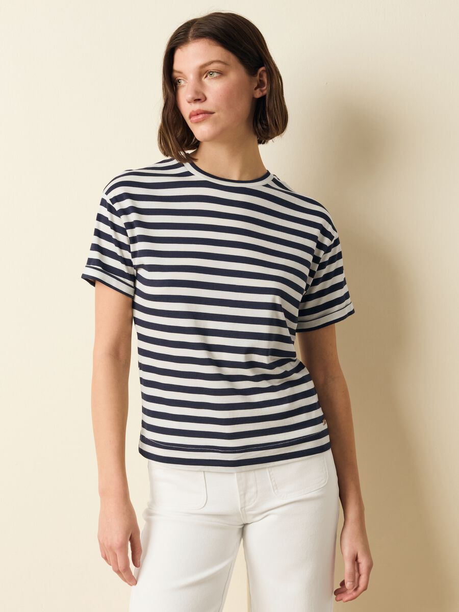 Striped cotton and modal T-shirt_0