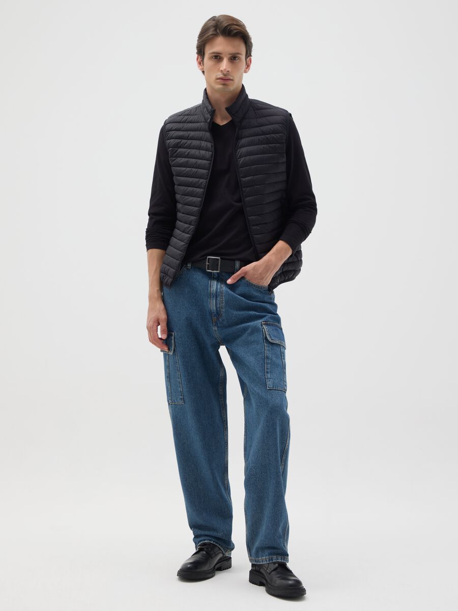 Pure Cotton Denim Wide Leg Jeans_0