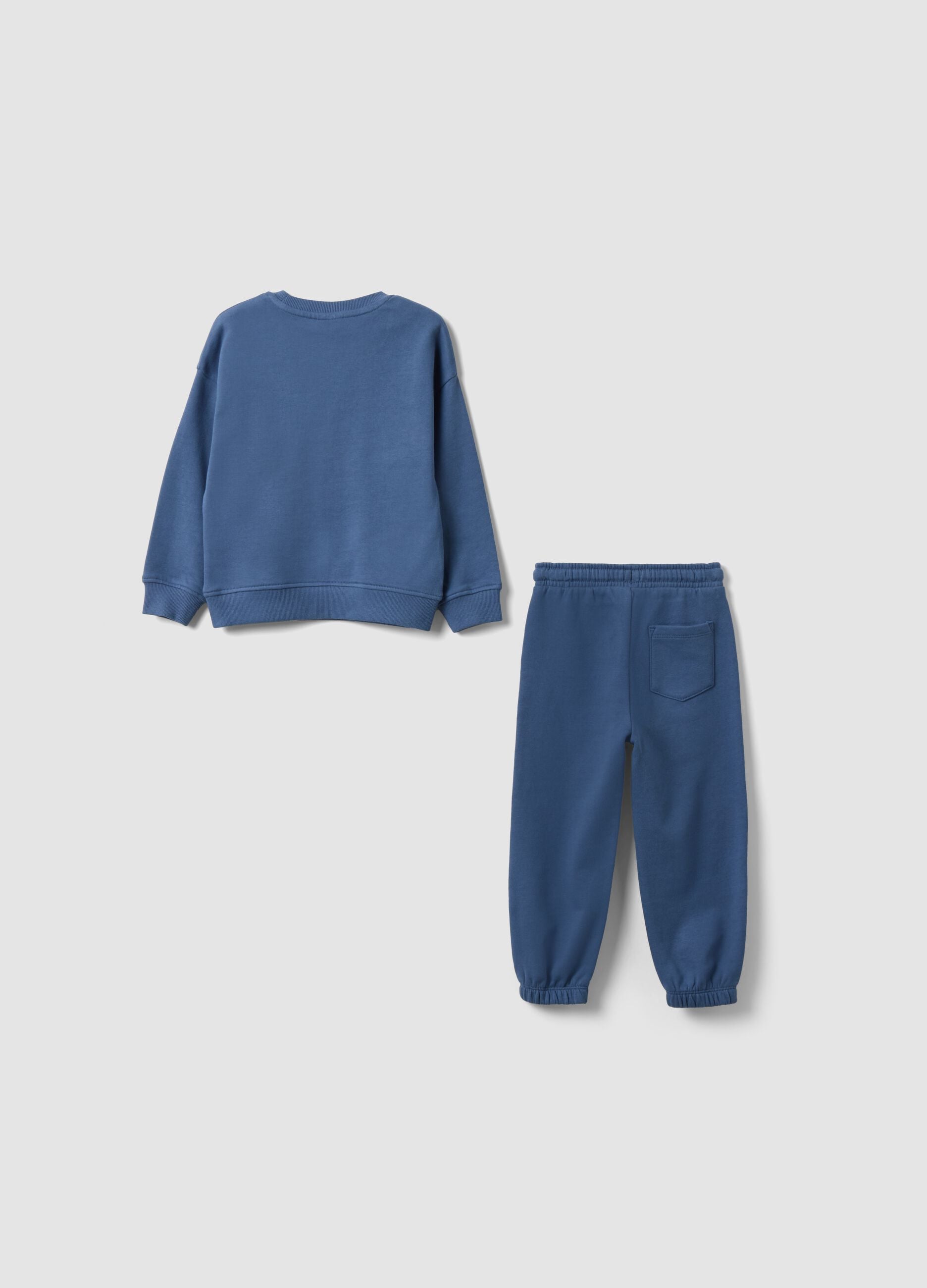Completo jogging over fit blu in puro cotone per bimbo