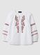 White regular fit cotton-linen blend shirt with floral embroidery_1